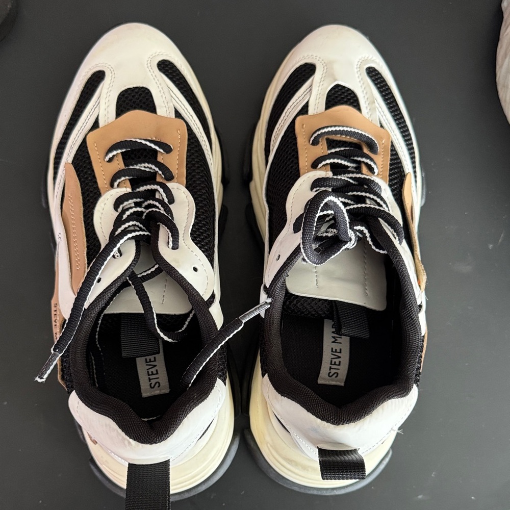 Steve Madden Men's White, Black, and Tan Sneakers